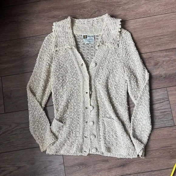 Pallas Irish loomed cream cardigan vintage unique - Picture 2 of 4